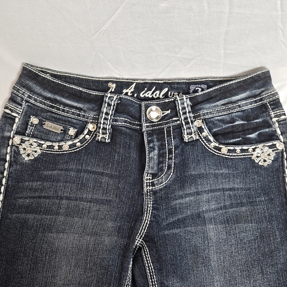 L a idol rhinestone studded bling capri jeans size 3 - Picture 13 of 15